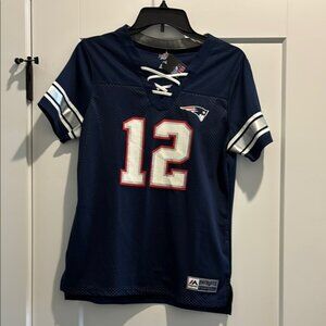 New England Patriots Blue and White Short Sleeve Jersey